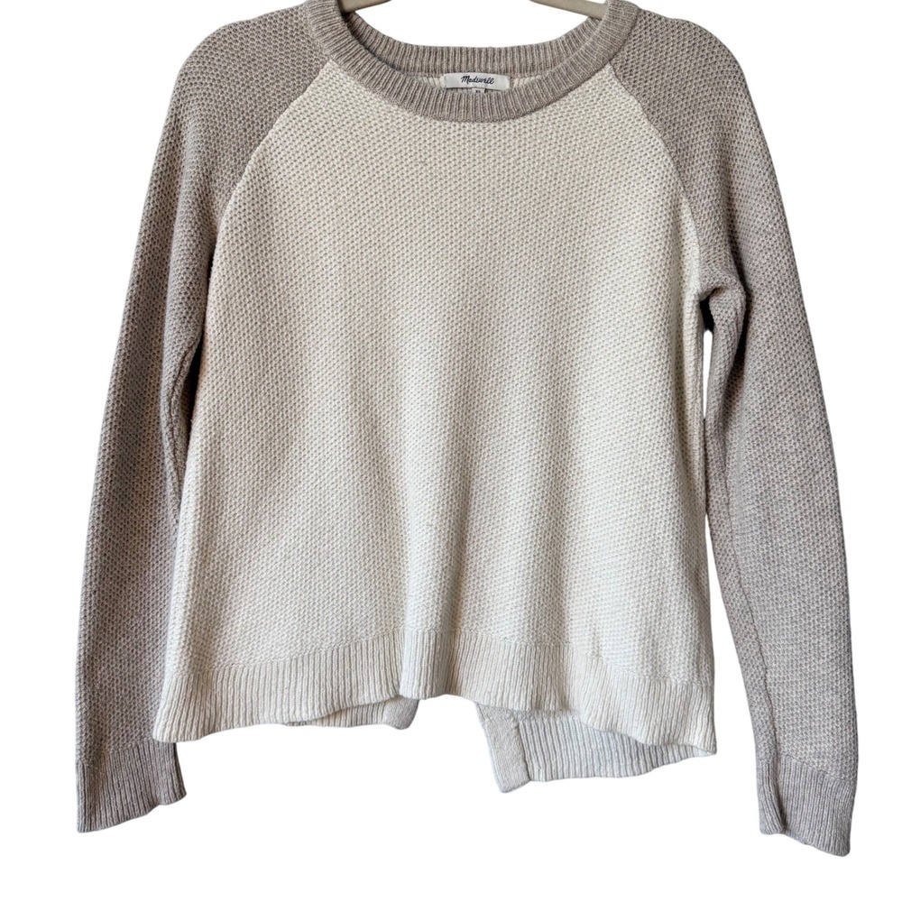 Anthropologie Madewell XS Sweater Knit Pullover‎ Long Sleeve Waffle Back Slit